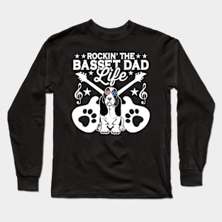 Rockin The Basset Hound Dad Life Dog Lover Guitar Musician Long Sleeve T-Shirt